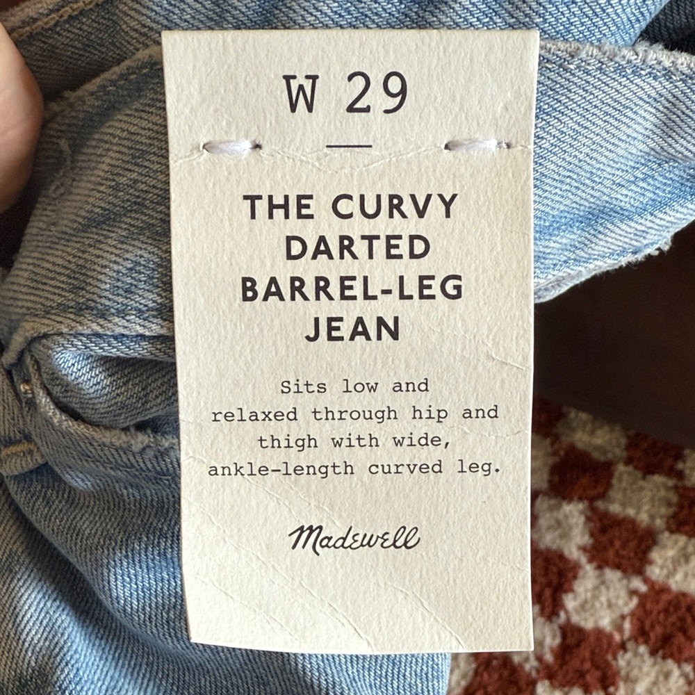 Madewell Curvy Darted Barrel-Leg Jeans - Denim Blue W29
